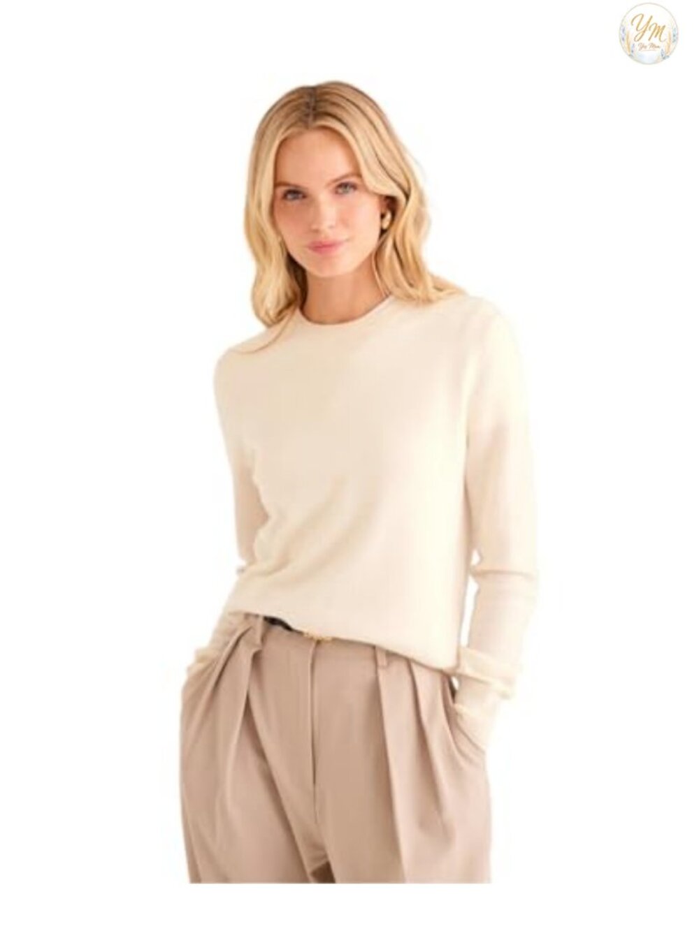 100% Cashmere Crewneck Sweater, Long Sleeve Pullover, Hand Wash Only